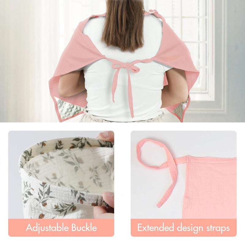 ANYEDDE Store غطاء رضاعة 2-pack للرضاعة الطبيعية - خفيف الوزن، قابل للتنفس، مع تصميم رقبة مقوسة وأحزمة قابلة للتعديل، تصميم وردي وأرنب، غطاء رضاعة خاص للنساء - Image 4